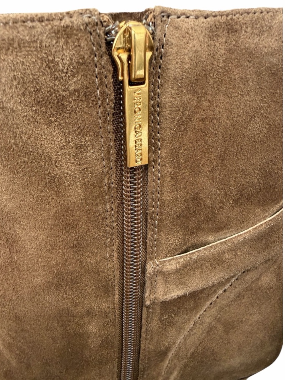 Veronica Beard Suede Ankle Boot in Chestnut with Gold Buckle - Picture 9 of 14